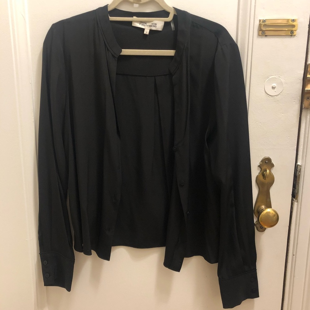 Diane Von Furstenberg Black Blouse with Buttons